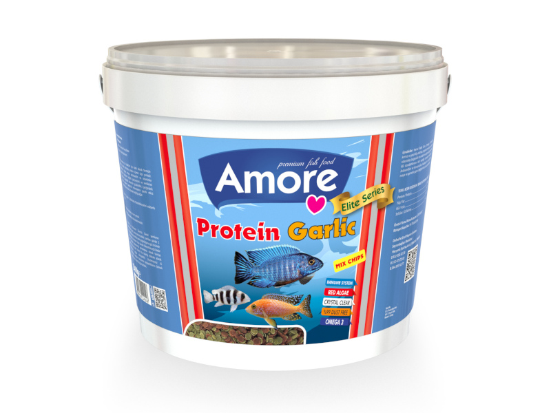 Amore Proteın Garlıc Mıx Chıps 2400gr Algae Clear ımmune Protect Omega-3 Pro Crisps Kova Balık Yemi