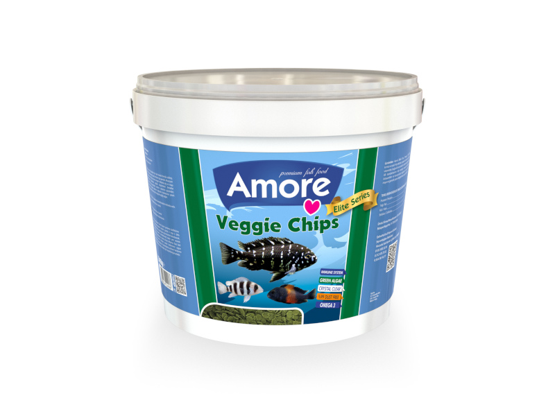 Amore Veggie Chips 2400gr Green Algae Clear ımmune Protect Omega-3 Pro Crisps Kova Balık Yemi