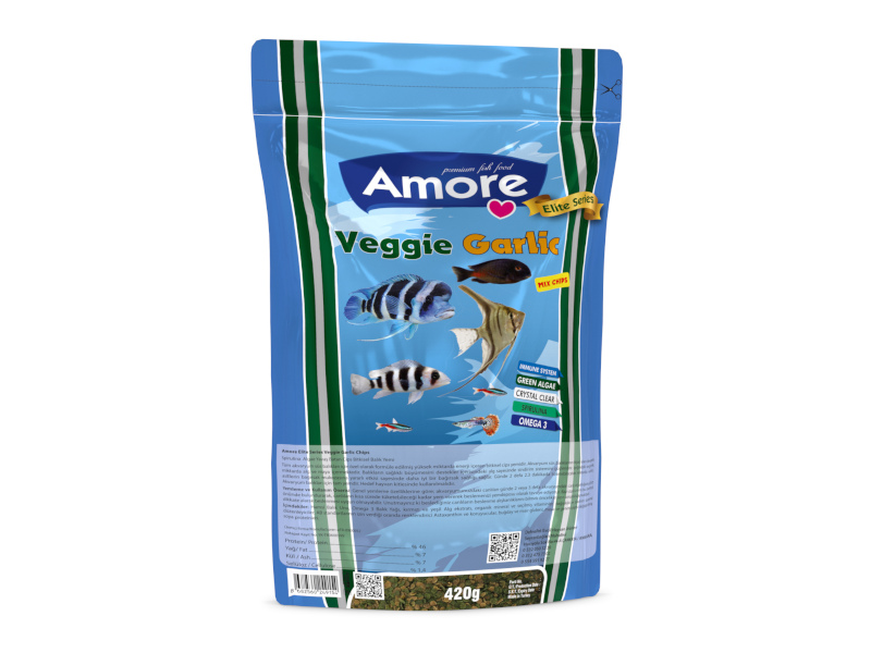 Amore Veggıe Garlıc Mıx Chıps 420gr Algae Clear ımmune Protect Omega-3 Pro Crisps Balık Yemi