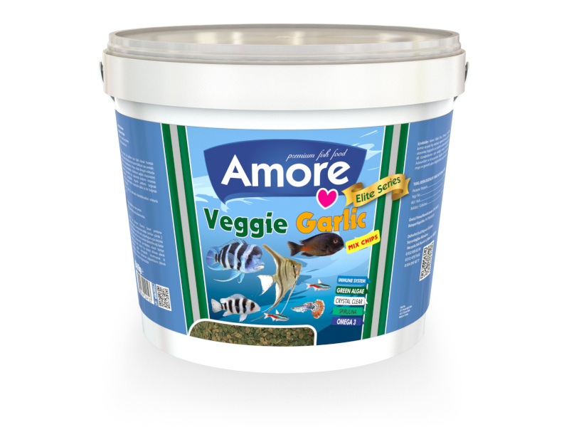 Amore Veggıe Garlıc Mıx Chıps 2400g Algae Clear ımmune Protect Omega-3 Pro Crisps Kova Balık Yemi