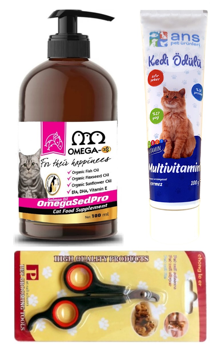 Maxısol Sed Pro Somon Balık Yağı 100ml + Multivitamin Kedi ödülü + Tırnak Makası