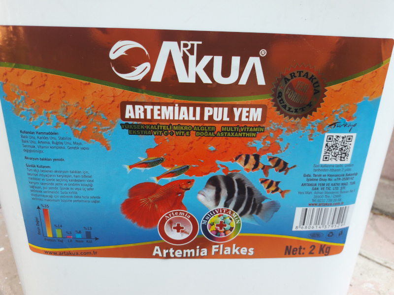 ARTEMİA FLAKES PUL YEM 2 KG KOVA