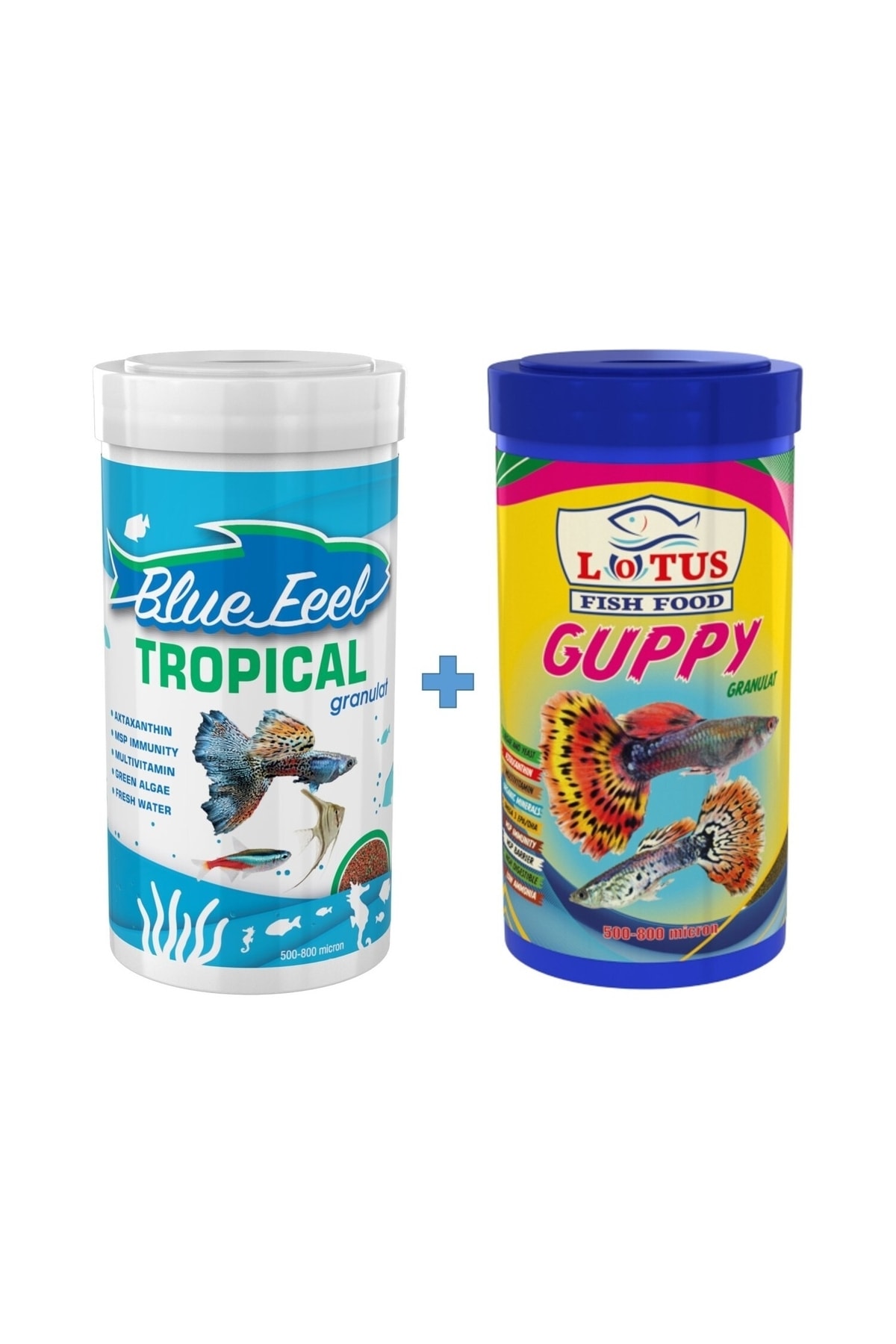 Blue feel Blue Feel Tropical Mix 250ml Ve Lotus Guppy 250ml Kutu Tropikal Balik Yemi