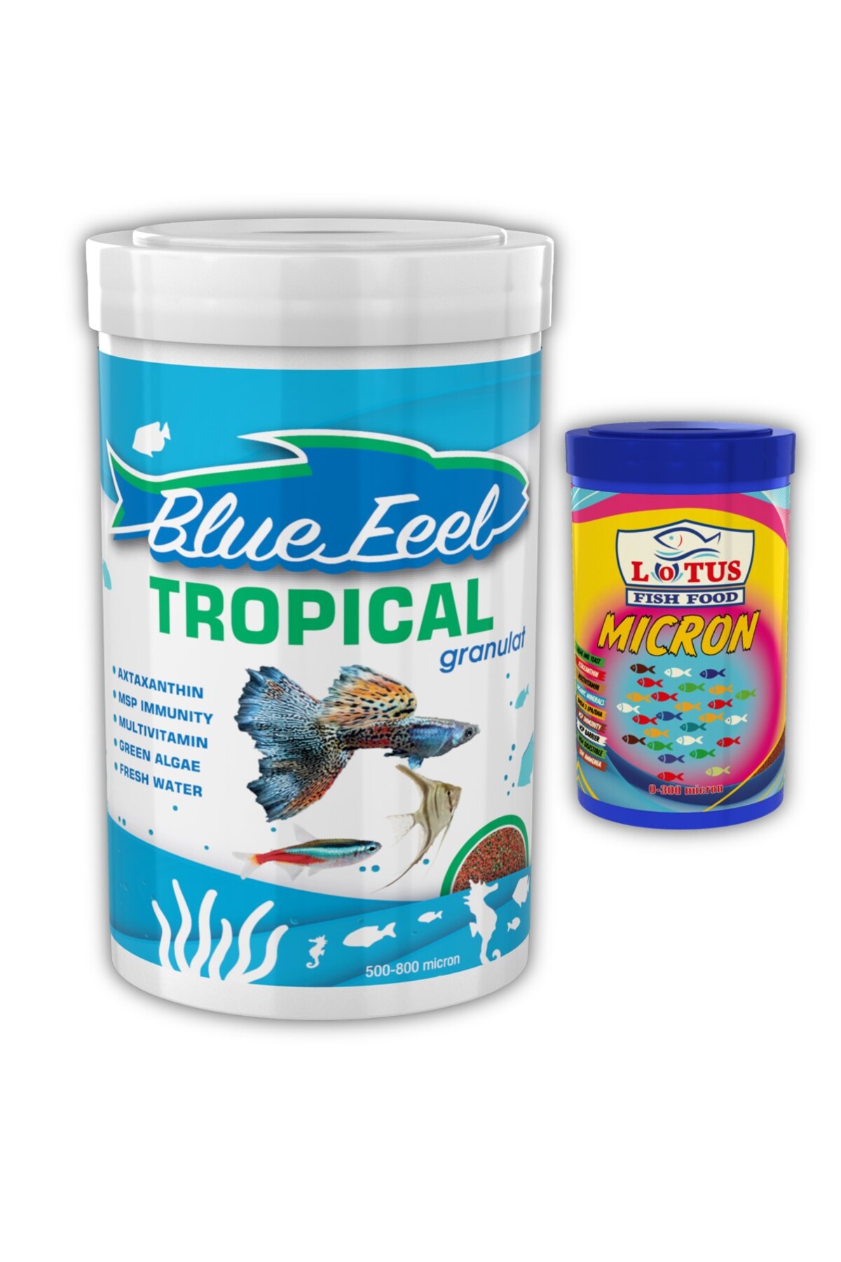 Blue Feel Tropical Mix Granulat 1000ml, Lotus Micron 100ml Kutu Balik Yemi