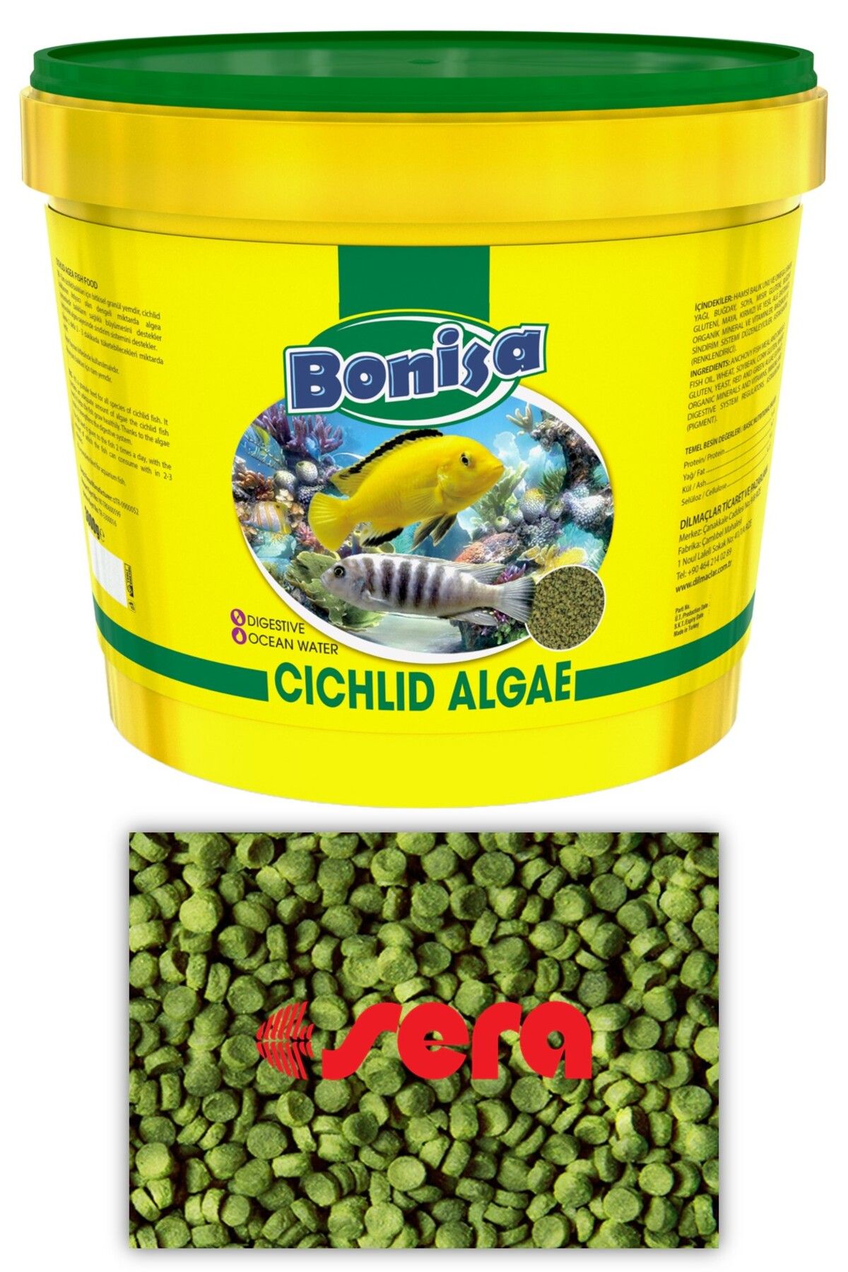 Bonisa Cichlid Algae Kova, Sera Granugreen 200gr ZipPack Poset Akvaryum Balik Yemi