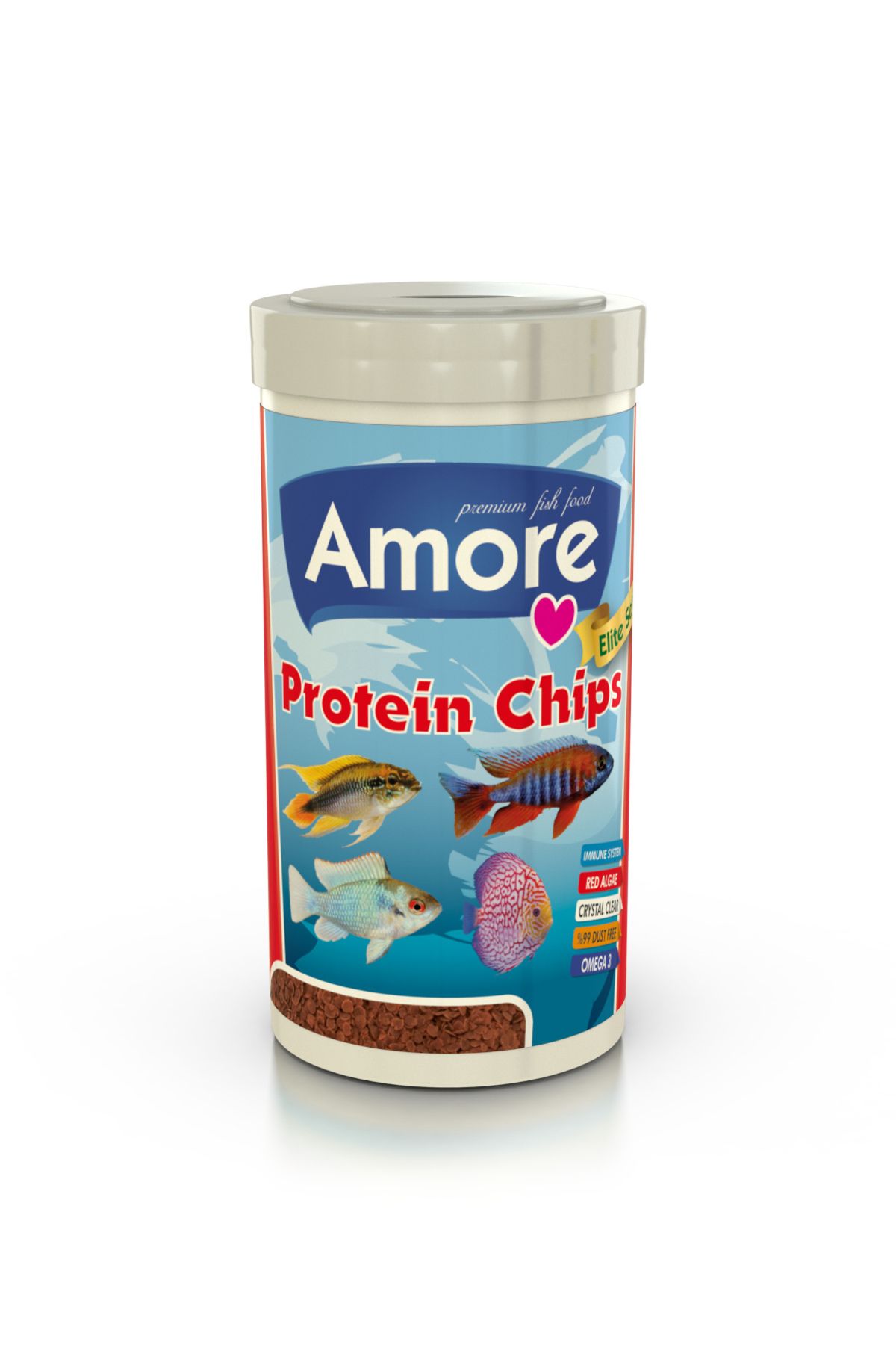 Bonisa Cichlid Mix Granulat 3 Kg Kova, Amore Elite Protein Garlic ve Protein Chips 250ml Kutu Balik Yemi