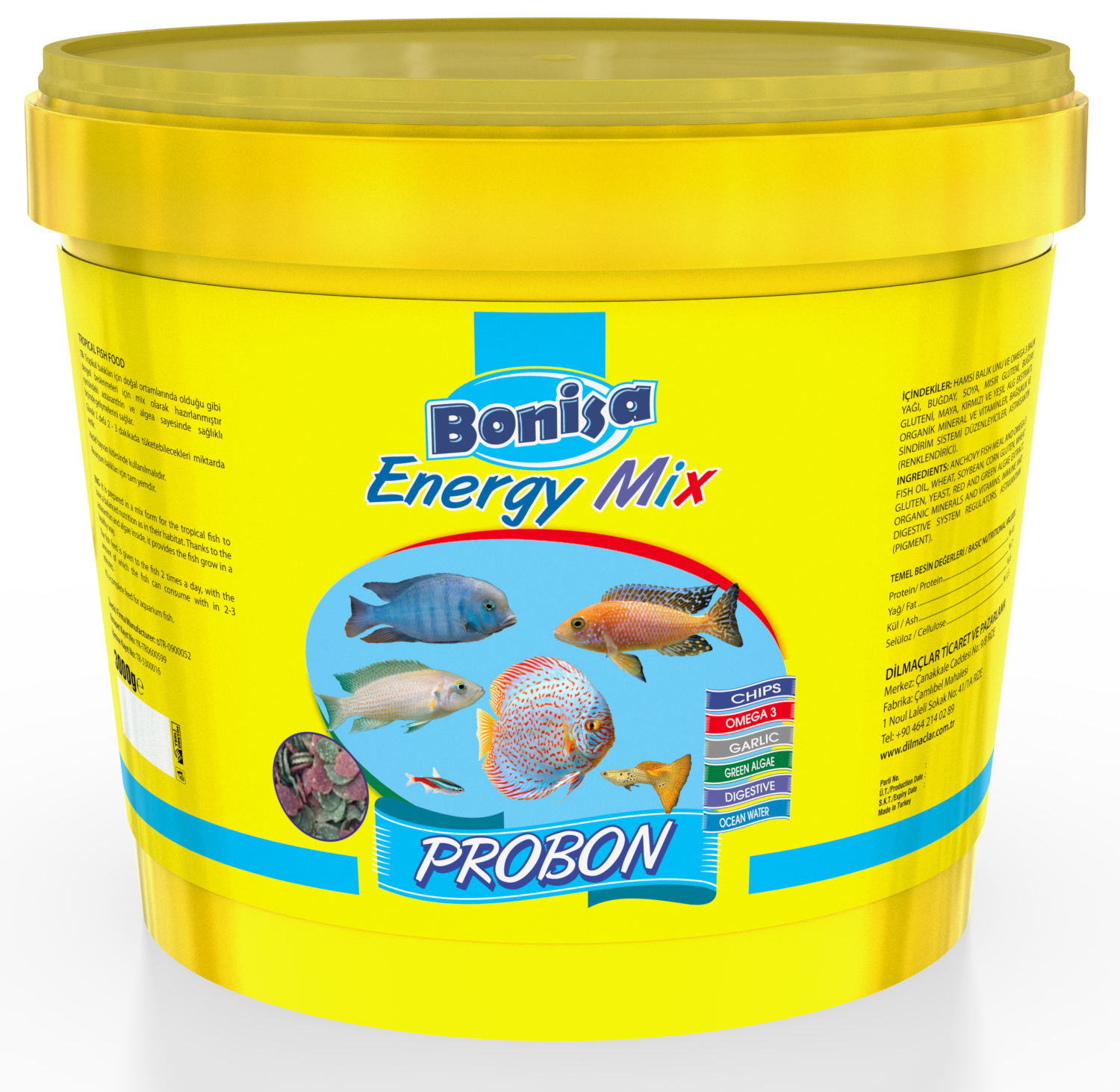 Energy Mix Pro Bonisa Chips 2400 gr Kova Balık Yemi Tropikal Malawi Ciklet Discus Tanganyika