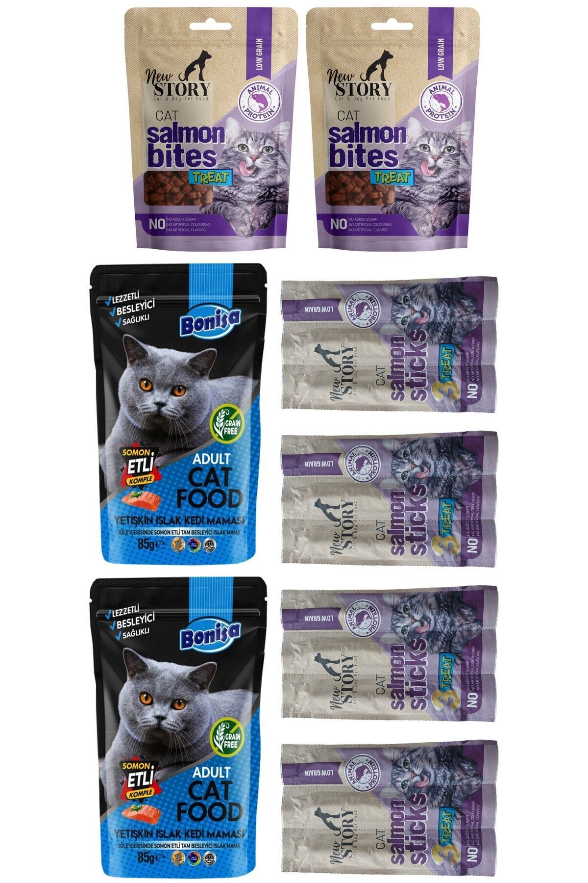 New Story Somonlu Kedi ödül çubukları 4-cat-sticks, 2-bites Taneli Mama, Bonisa 2-punch
