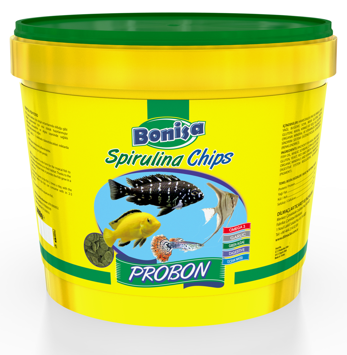 Bonisa Spirulina Chips Pro 2400 gr Kova Balık Yemi