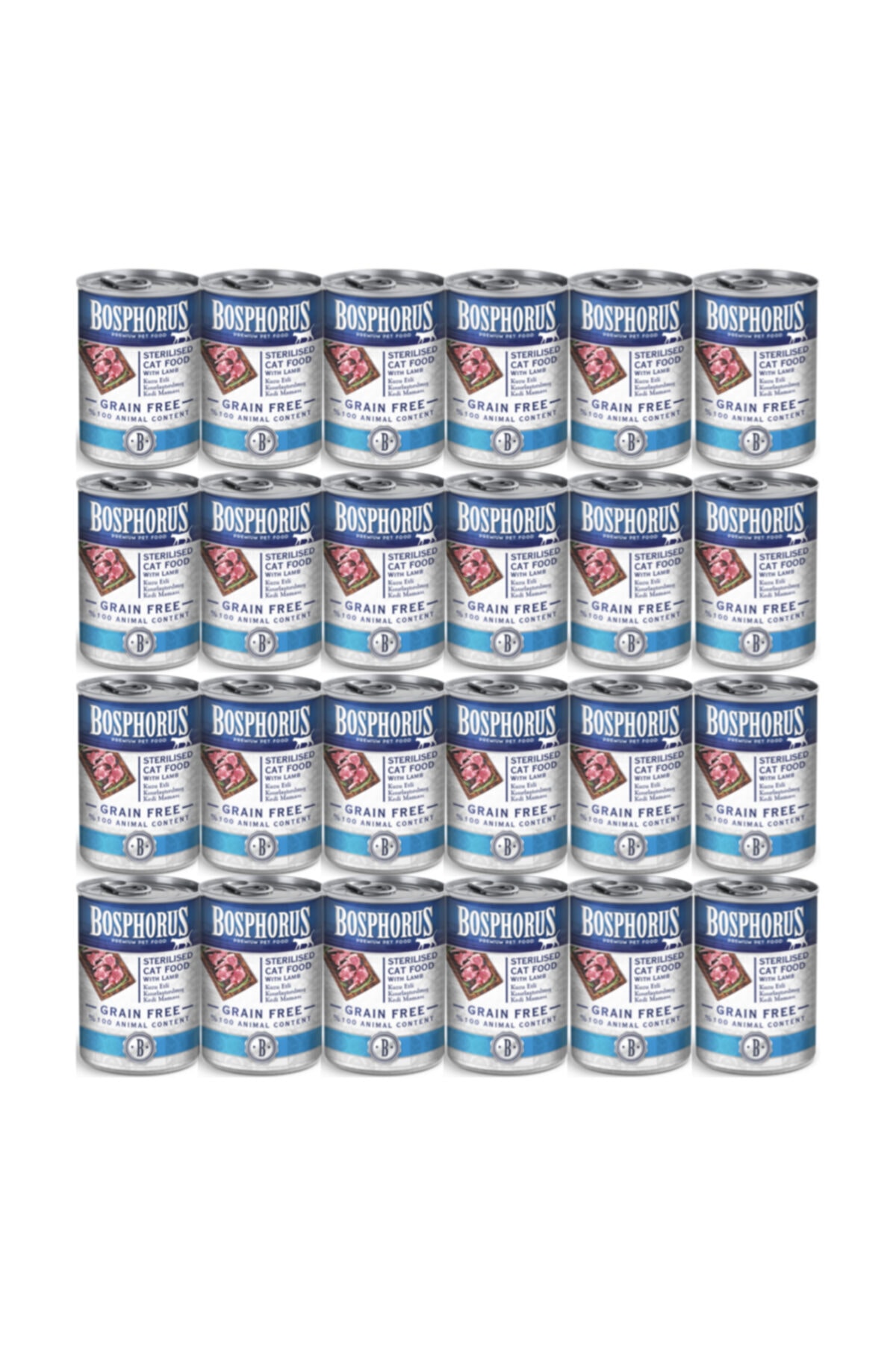 Bosphorus Sterilised Lamb Kuzu Etli Kısırlaştırılmış Kedi Konserve Mama 24 X 415 Gr