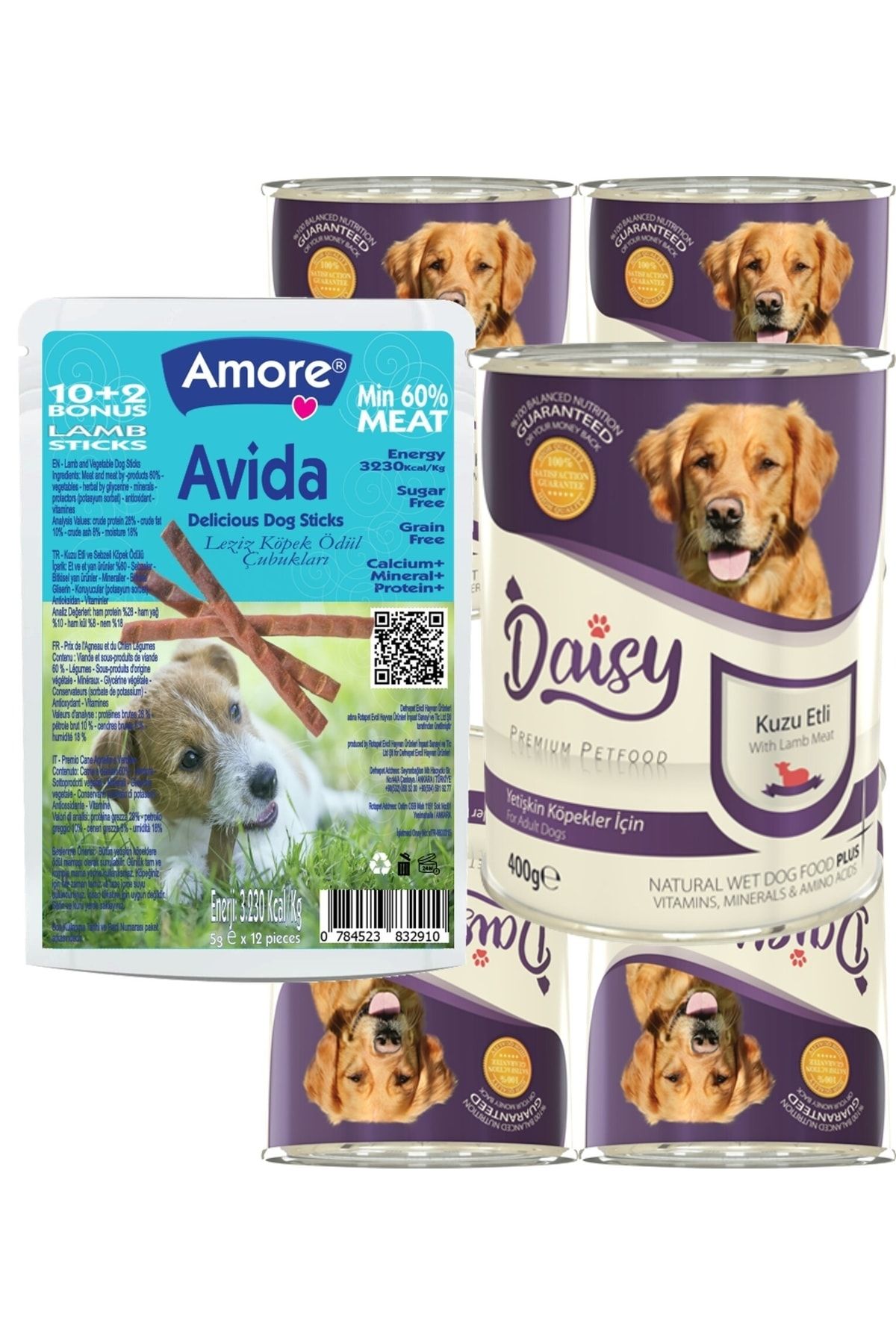 Daisy Dog Chunks Kuzu Parca Etli Kopek Konservesi 5li, Avida Lamb Sticks Odul Cubuklari 12li