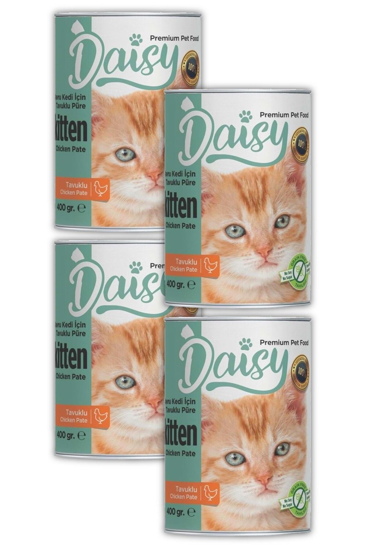 Daisy Kitten Yavru Kedi Konservesi 4lu Tavuk Etli, Pate, Beef Sticks 2 adet 3lu Odul Mamasi