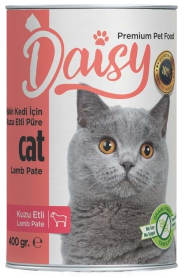 Daisy Kuzu Etli Yetişkin Kedi Konservesi 12 Adet ve Mini Tüy Toplama Eldiveni XS