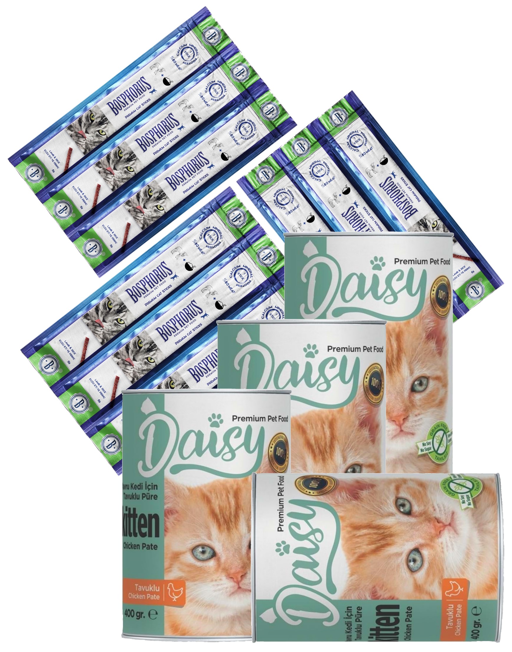 Daisy Yavru Kedi Konservesi 4 Ve Sticks ödül çubukları 3