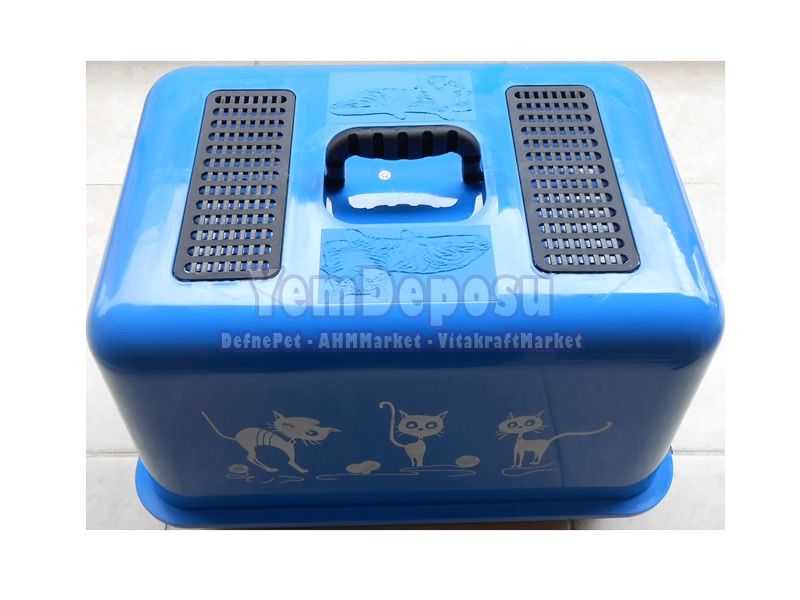 DEFNE FİLTRELİ KAPALI KEDİ TUVALETİ MAVİ