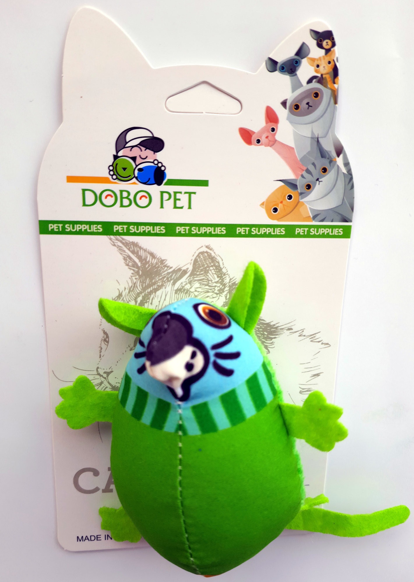 Dobo pet Eğlenceli Hırsız Kedi Oyuncağı Yeşil Fare
