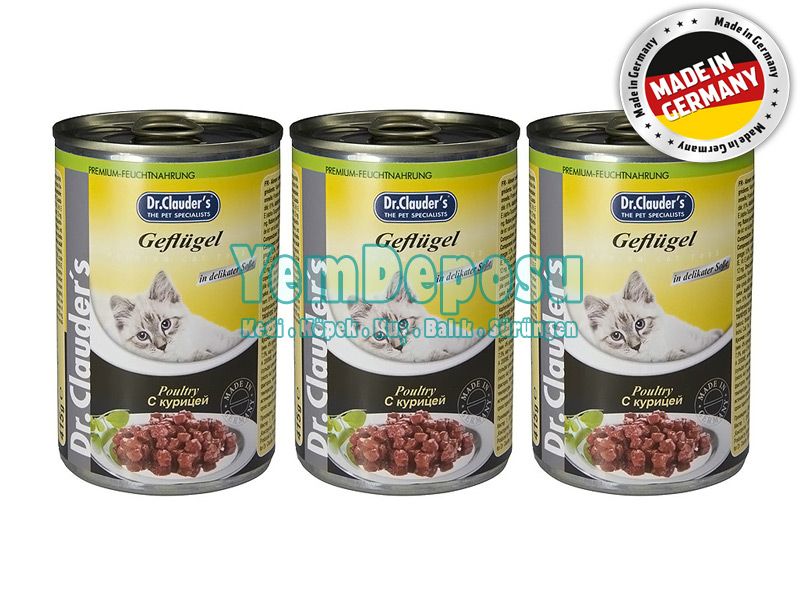 DR CLAUDERS KEDİ KONSERVESİ KÜMES HAYVANLI 3 X 415 GR