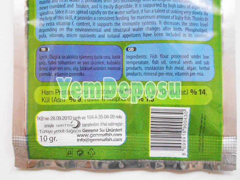 GEMMA MICRO BABY %60 PROTEİN MULTİCOLOR YAVRU BALIK YEMİ 10 GR