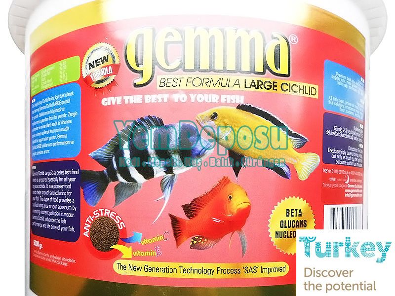 GEMMA CICHLID LARGE BALIK YEMİ 100 GR AÇIK