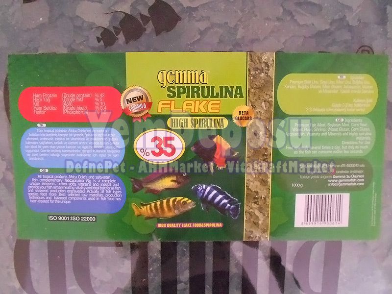 GEMMA SPIRULINA FLAKE %35 SPIRULINA 1KG PUL YEM POŞET