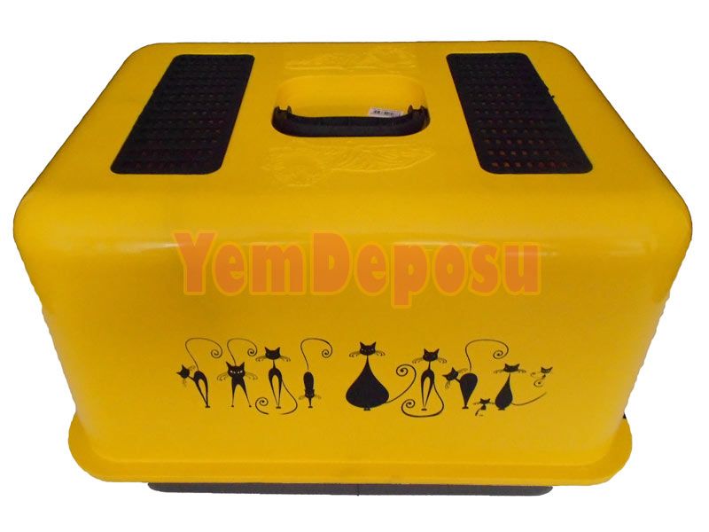 HAPPY CAT FİLTRELİ KAPALI KEDİ TUVALETİ SARI