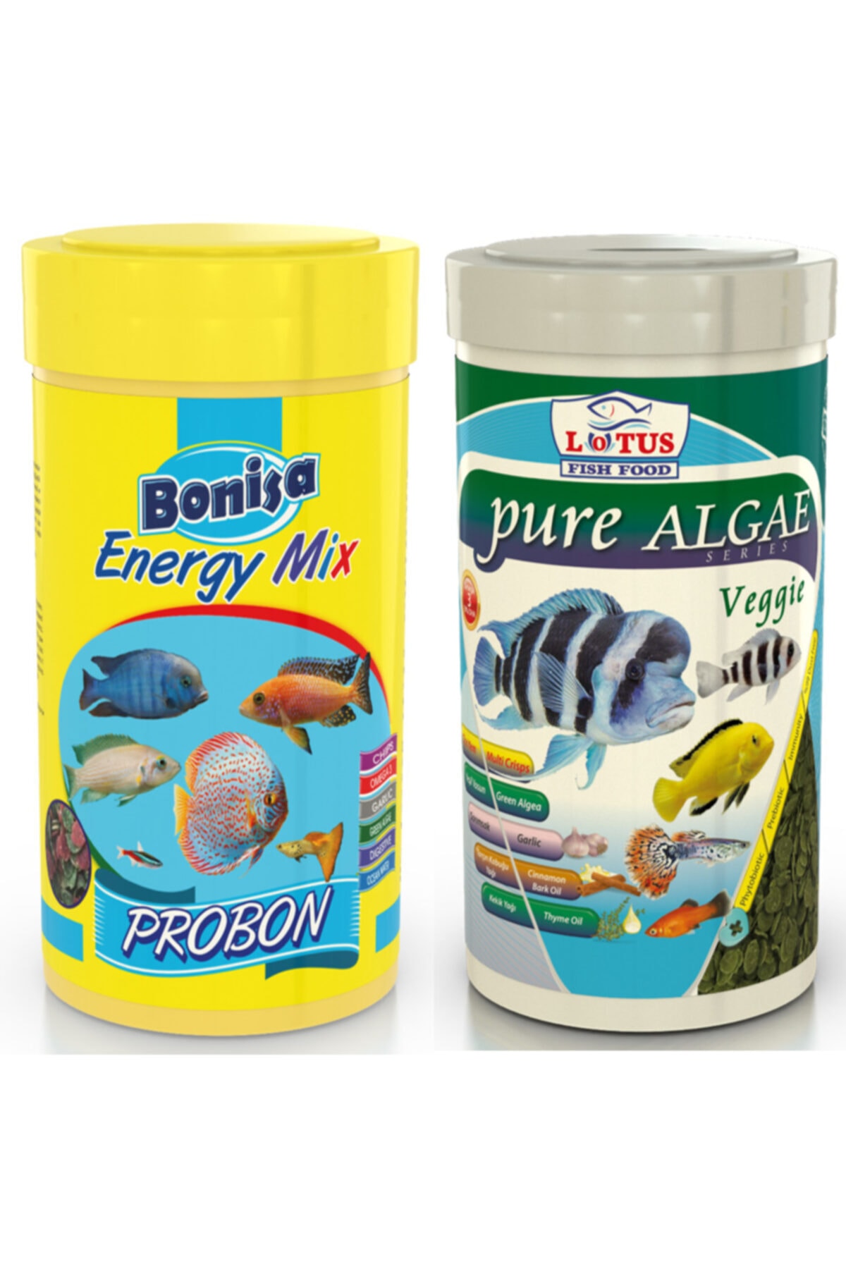 Bonisa Probon Energy Mix 250 Ml Ve Lotus Pure Algae Veggie Chips 250 Ml Balık Yemi