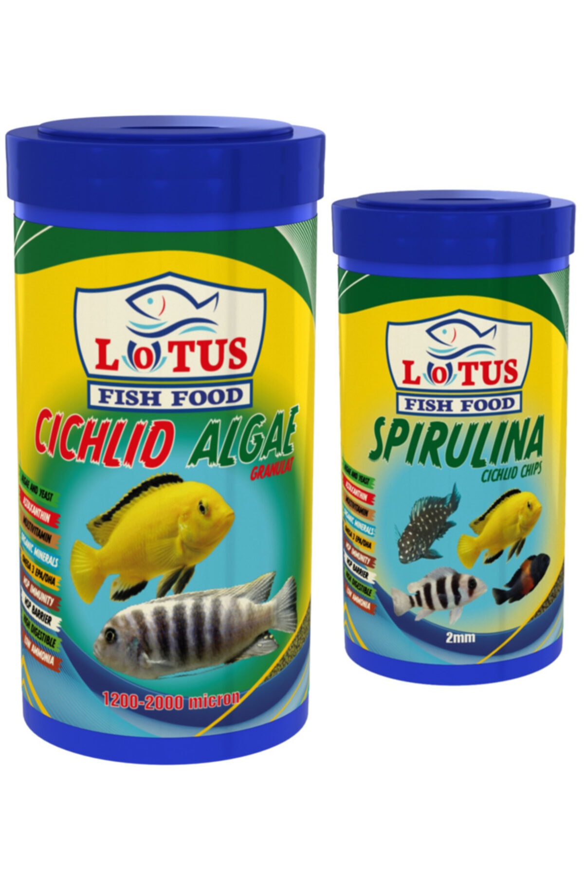 Lotus Cichlid Algae Granulat 1000 Ml Ve Spirulina Cichlid Chips 250 Ml Balık Yemi