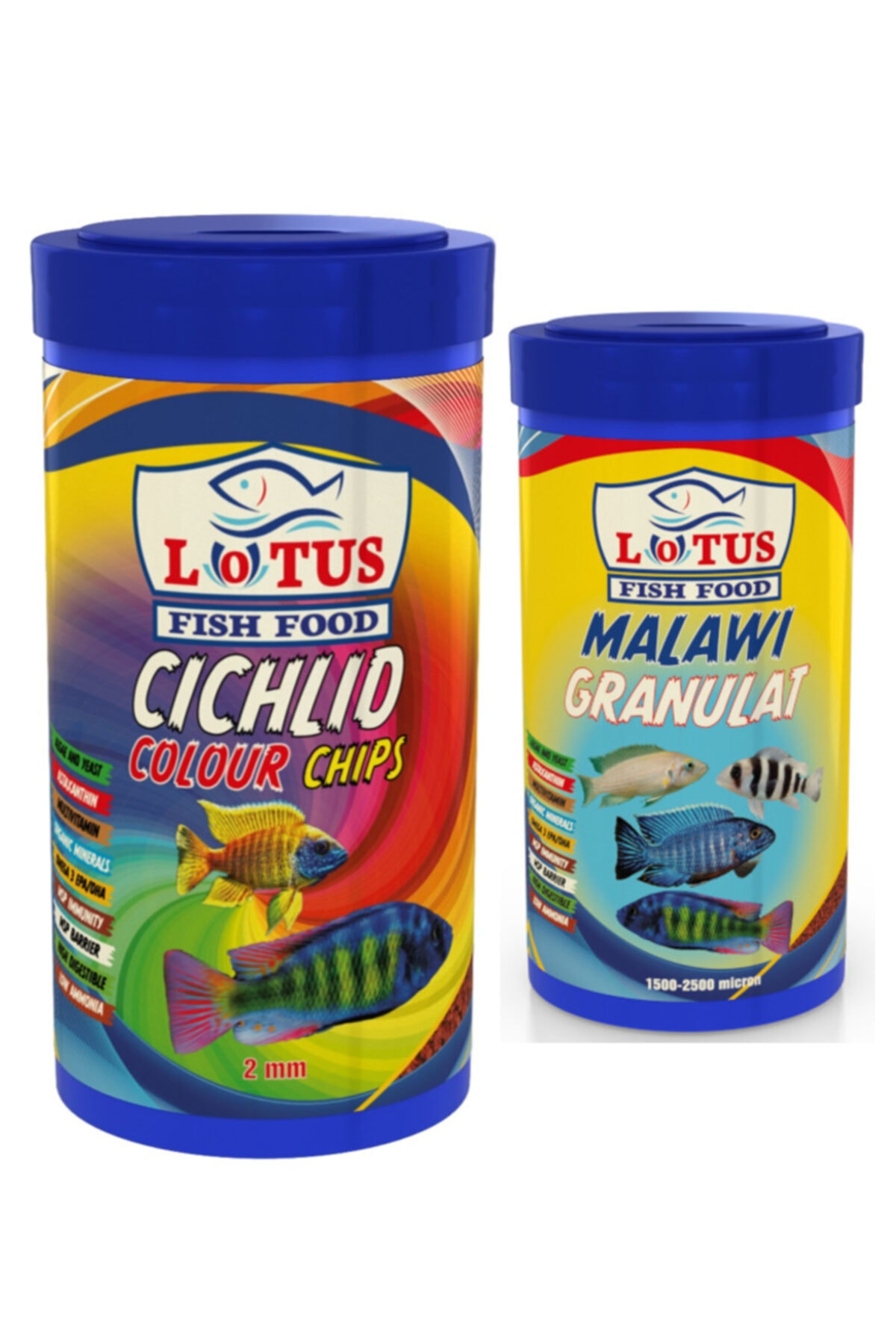 Lotus Cichlid Colour Chips 1000 Ml Ve Malawi Granulat 250 Ml Balık Yemi