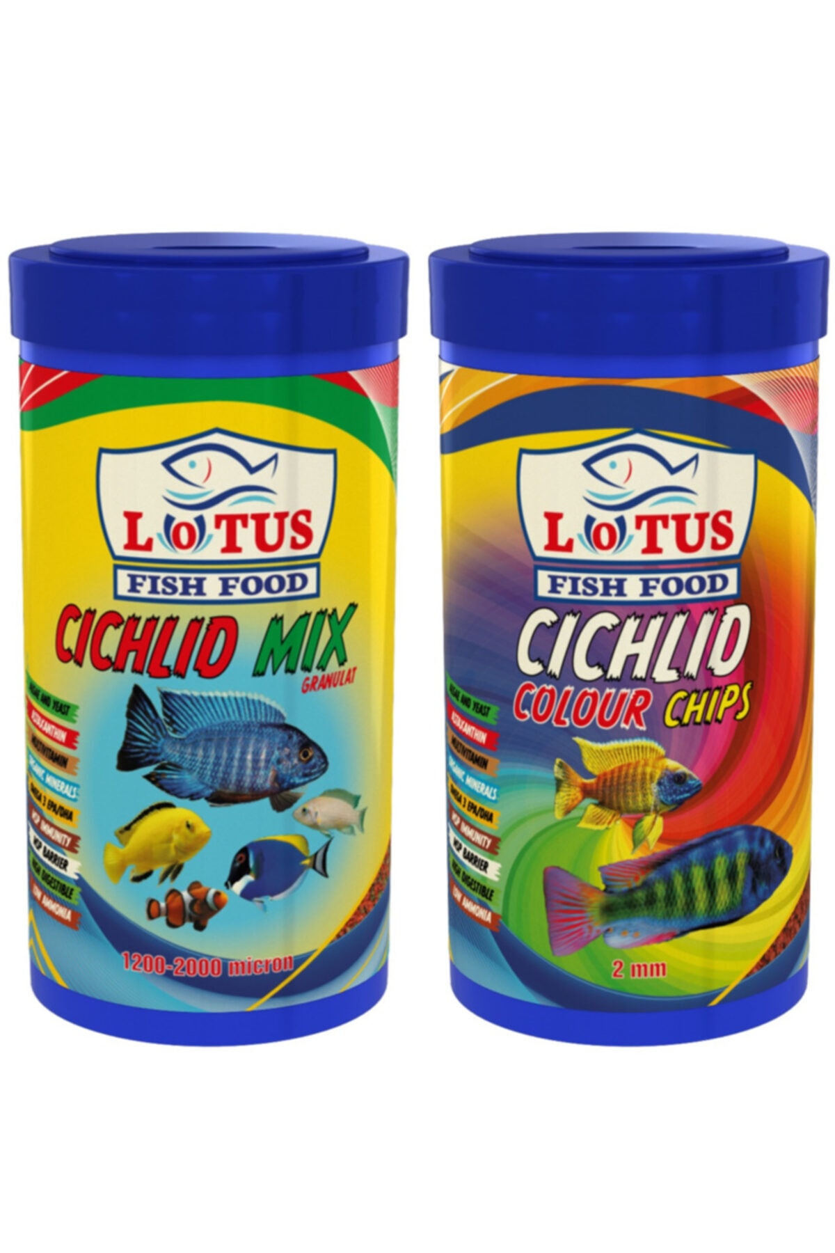 Lotus Cichlid Mix 250 Ml Ve Cichlid Colour Chips 250 Ml Balık Yemi