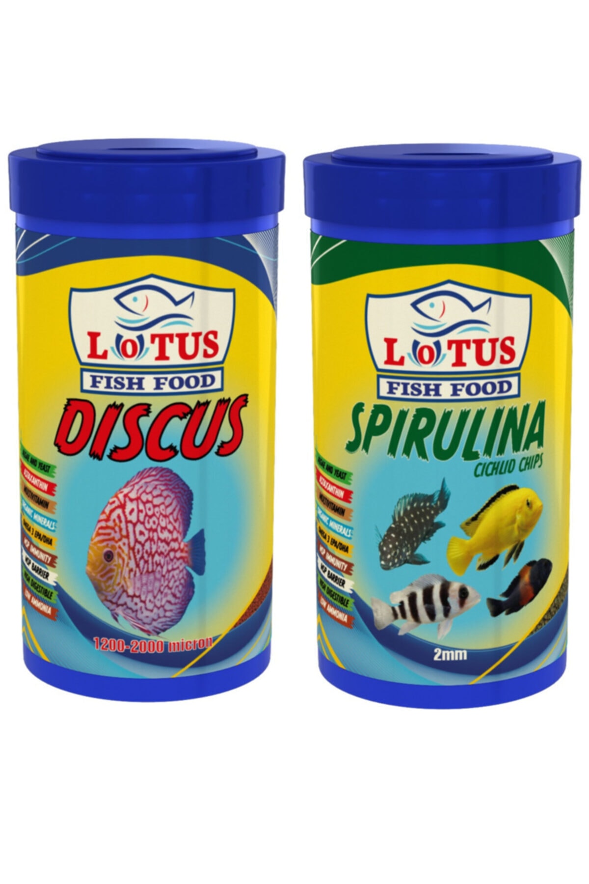 Lotus Discus Granulat 1000ml Ve Spirulina Cichlid Chips 1000 Ml Balık Yemi