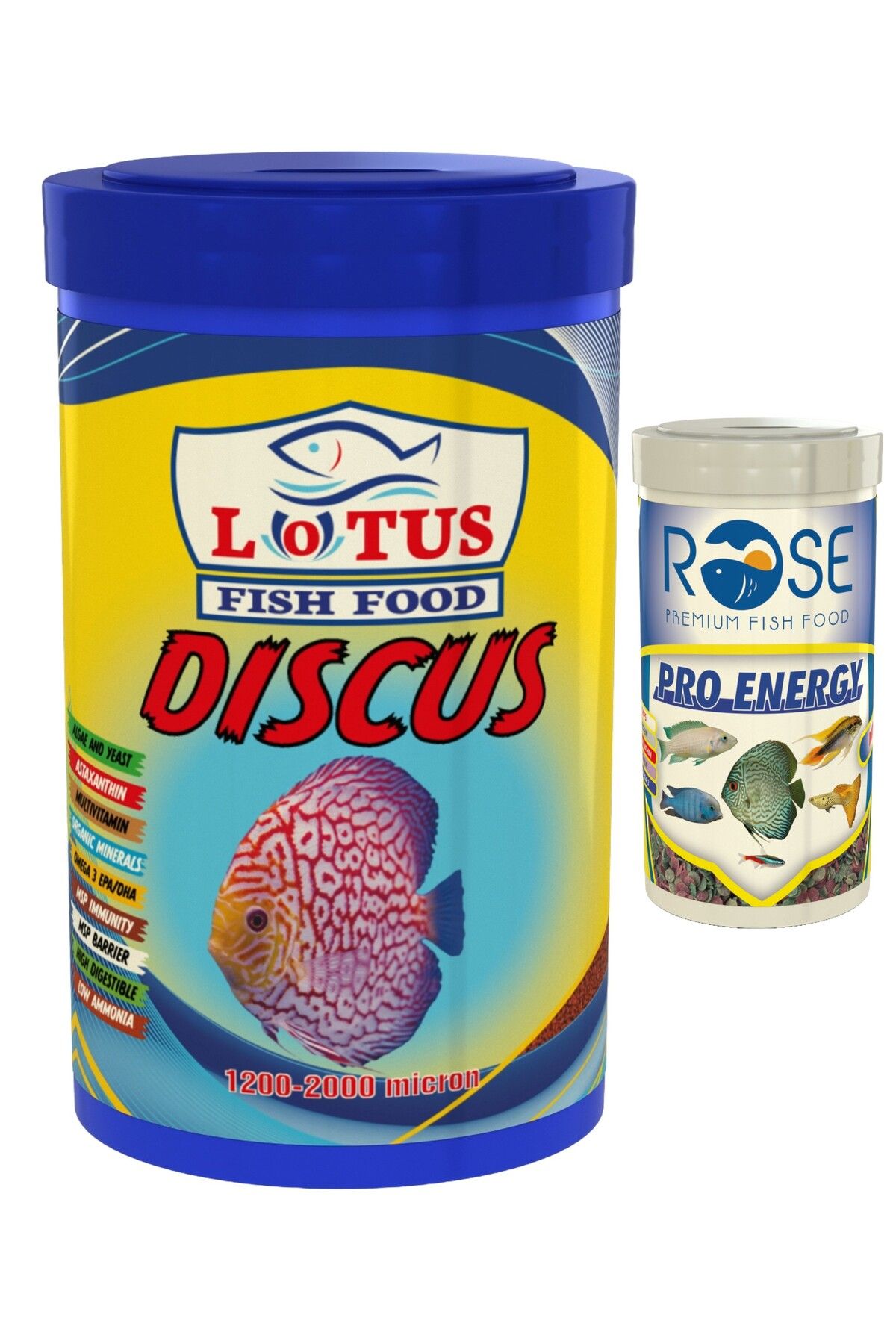 Lotus Discus Granulat 1000ml 400gr, Rose Pro Energy Mix Chips 100ml Kutu Balık Yemi