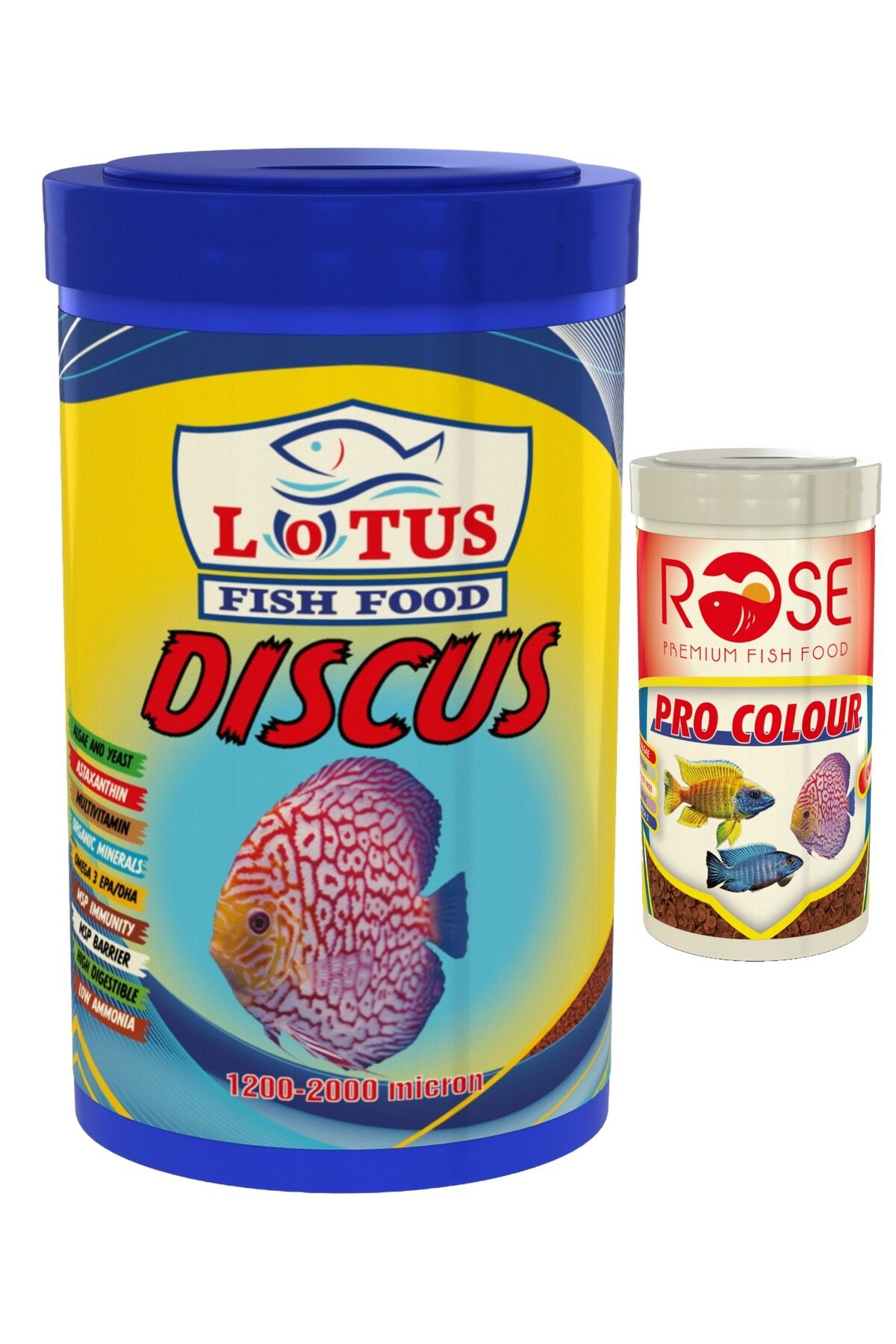 Lotus Discus Granulat 400gr 1lt, Rose Pro Colour Chips 100ml Kutu Renklendirme Balık Yemi