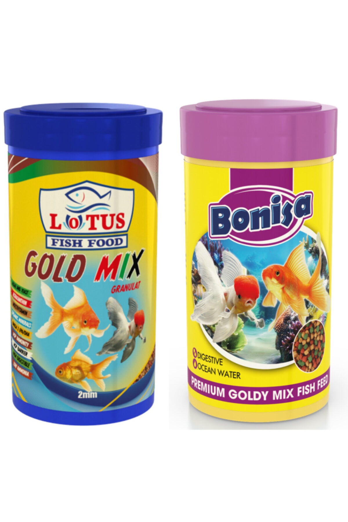 Lotus Gold Mix Granulat 250 ml ve Bonisa Goldy Mix 250 ml Japon Balığı Yemi