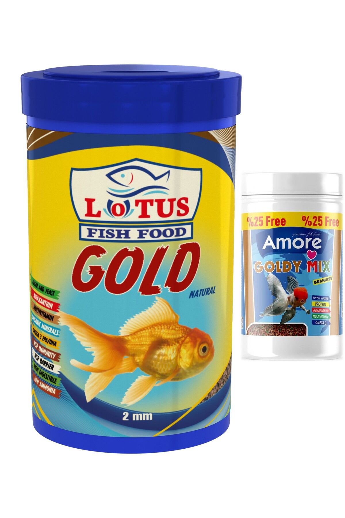 Lotus Gold Natural 1000ml, Goldy Mix Granules 125 ml Japon Baligi Yemi