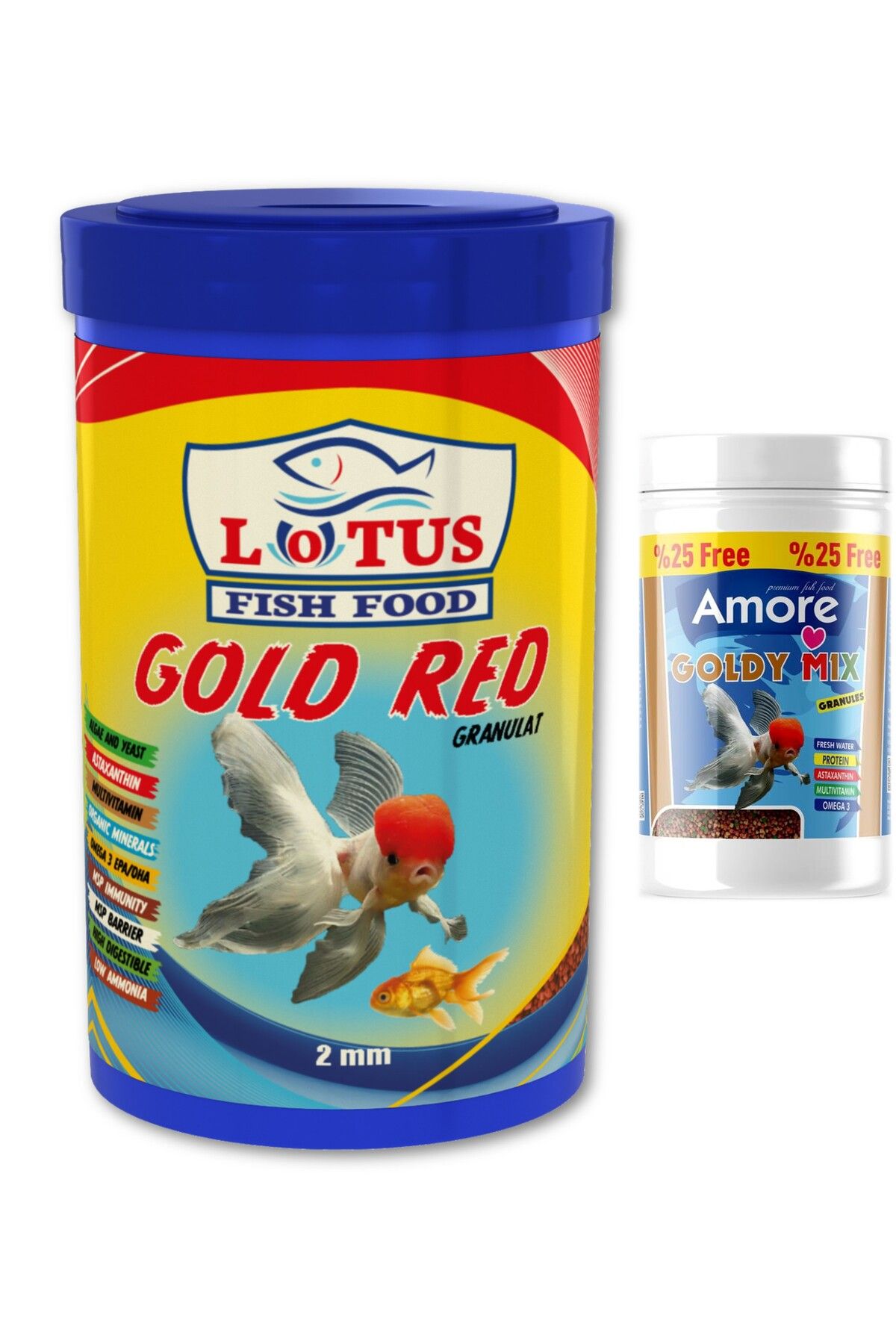 Lotus Gold Red 1000ml, Goldy Mix Granules 125 Ml Japon Baligi Yemi