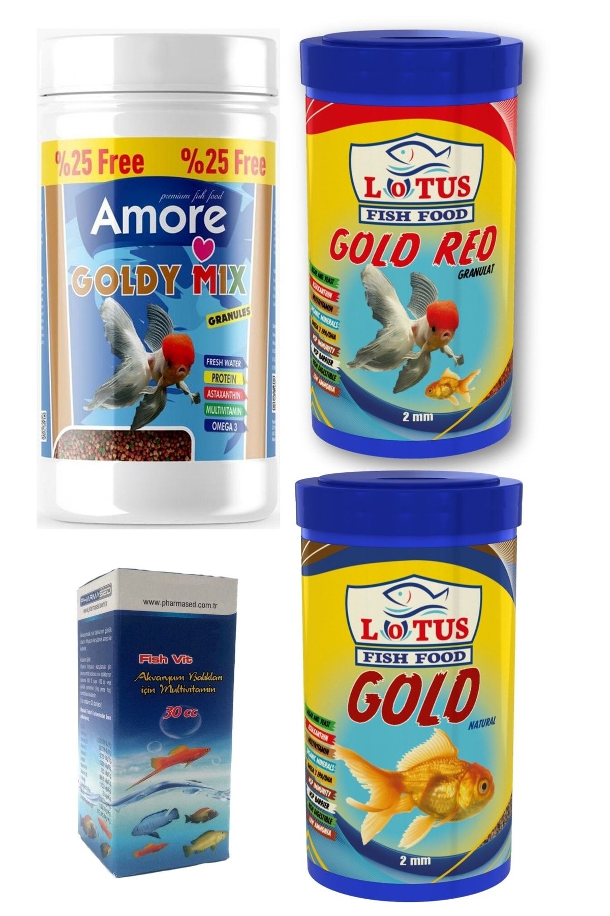 Amore Goldy Mix Granules Ve Gold Red Ve Natural Japon Balik Yemi Ve Vitamini