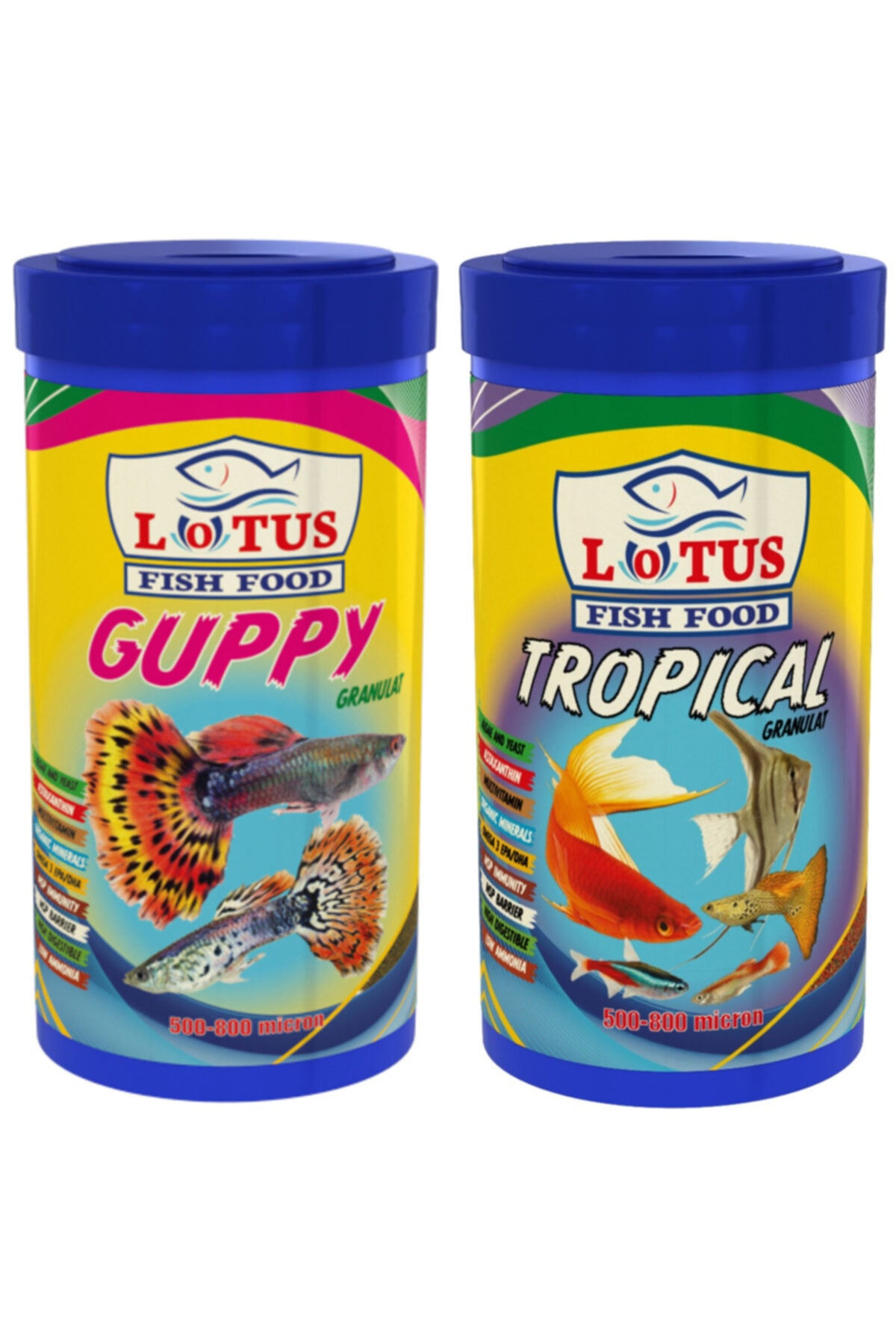 Lotus Guppy 250 Ml ve Tropical Granulat 250 Ml Balık Yemi