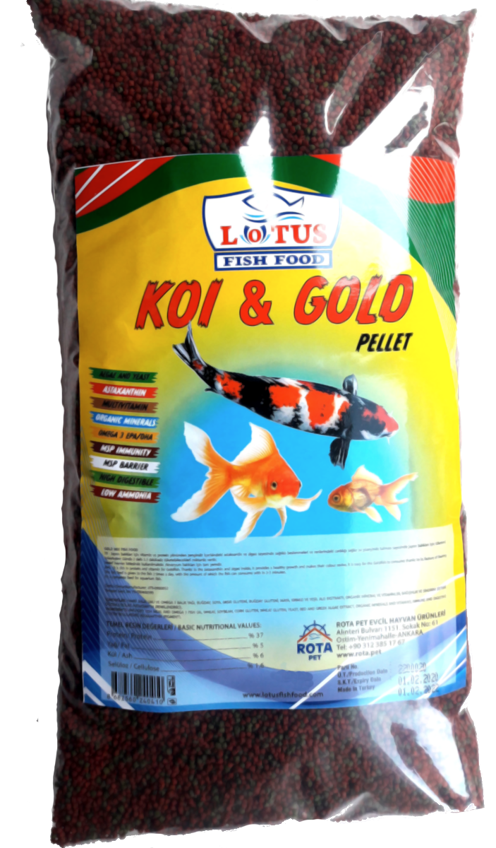 Lotus Koi Gold Mix Pellet Kajero 860gr Topçuk Poşet Japon Balık Yemi