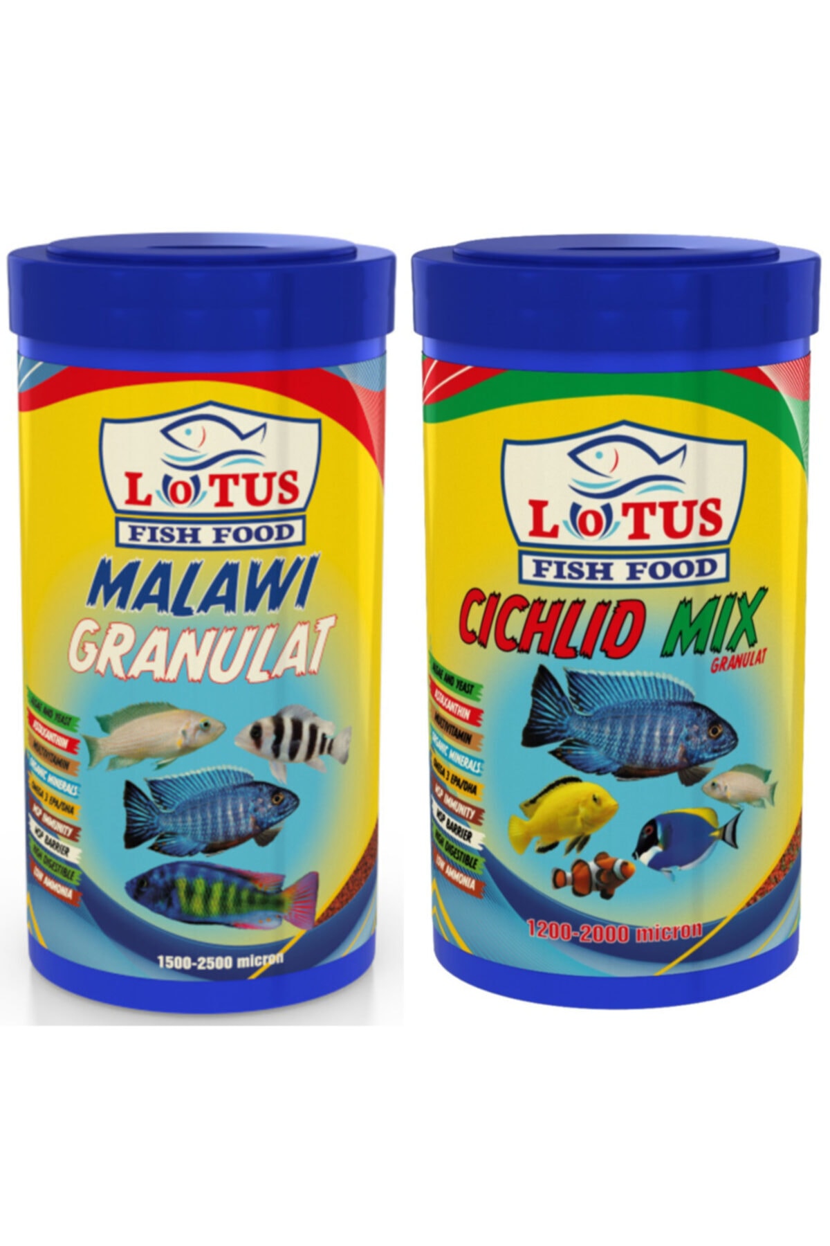 Lotus Malawi Granulat 1000 ml ve Cichlid Mix Granulat 1 Lt Balık Yemi