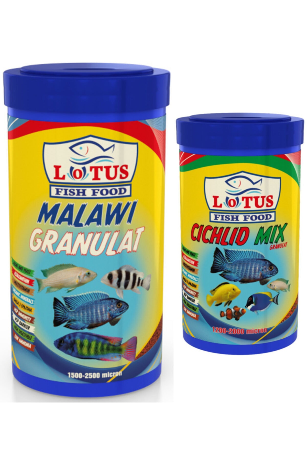 Lotus Malawi Granulat 1000 ml ve Cichlid Mix 250 ml Balık Yemi