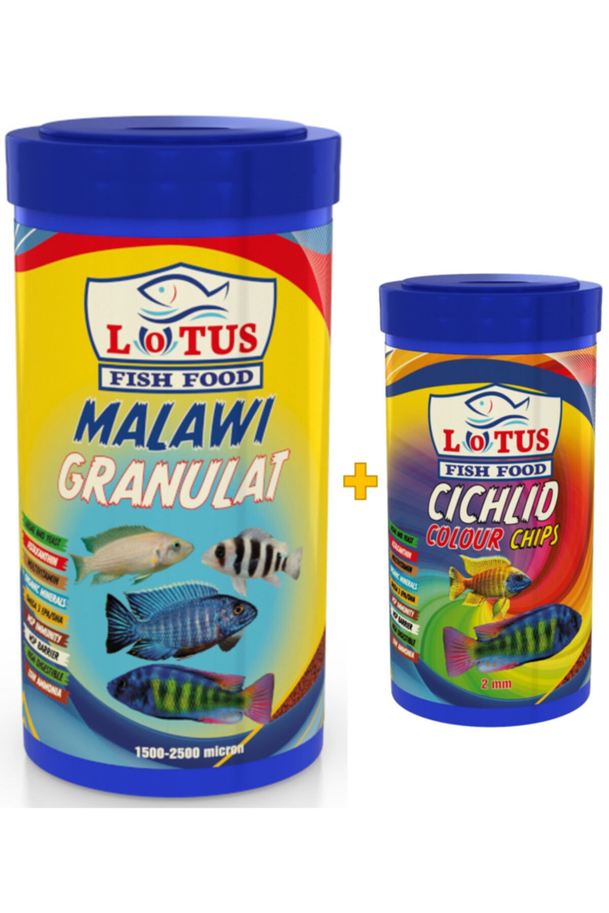 Lotus Malawi Granulat 1000 ml ve Cichlid Colour Chips 100 ml Balık Yemi