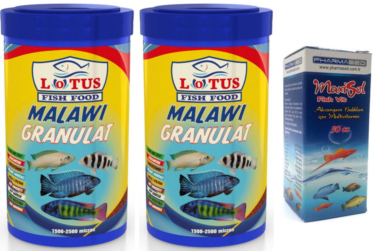 Lotus Malawi Granulat 2x250ml Kutu Akvaryum Yüksek Protein Balık Yemi Ve Fishvit