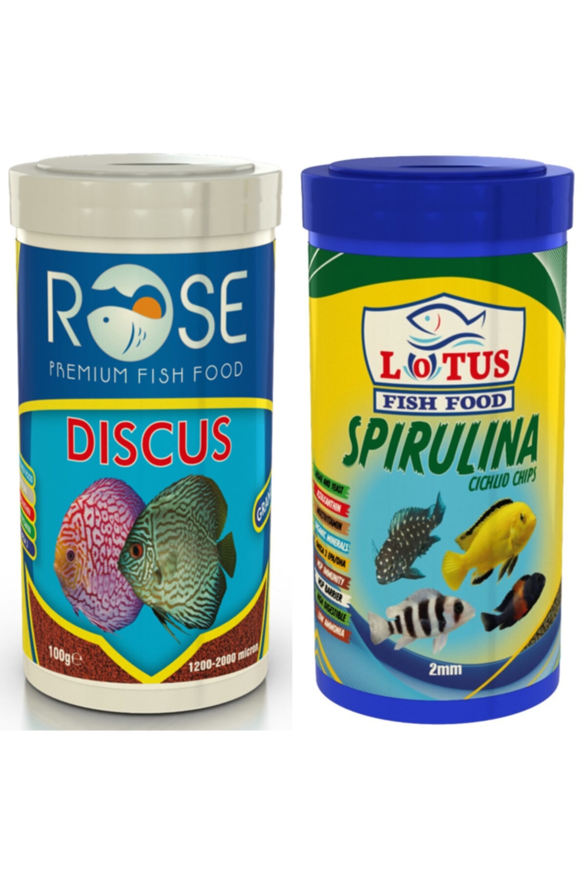 Lotus Spirulina Chips 250 ml ve Rose Discus 250 ml Balık Yemi