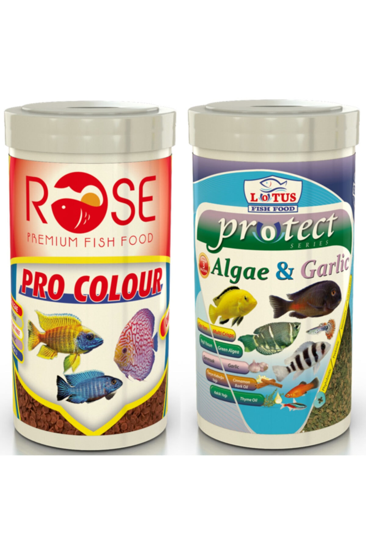 Lotus Protect Algae Garlic 250 ml ve Rose Pro Red Colour 250 ml Balık Yemi