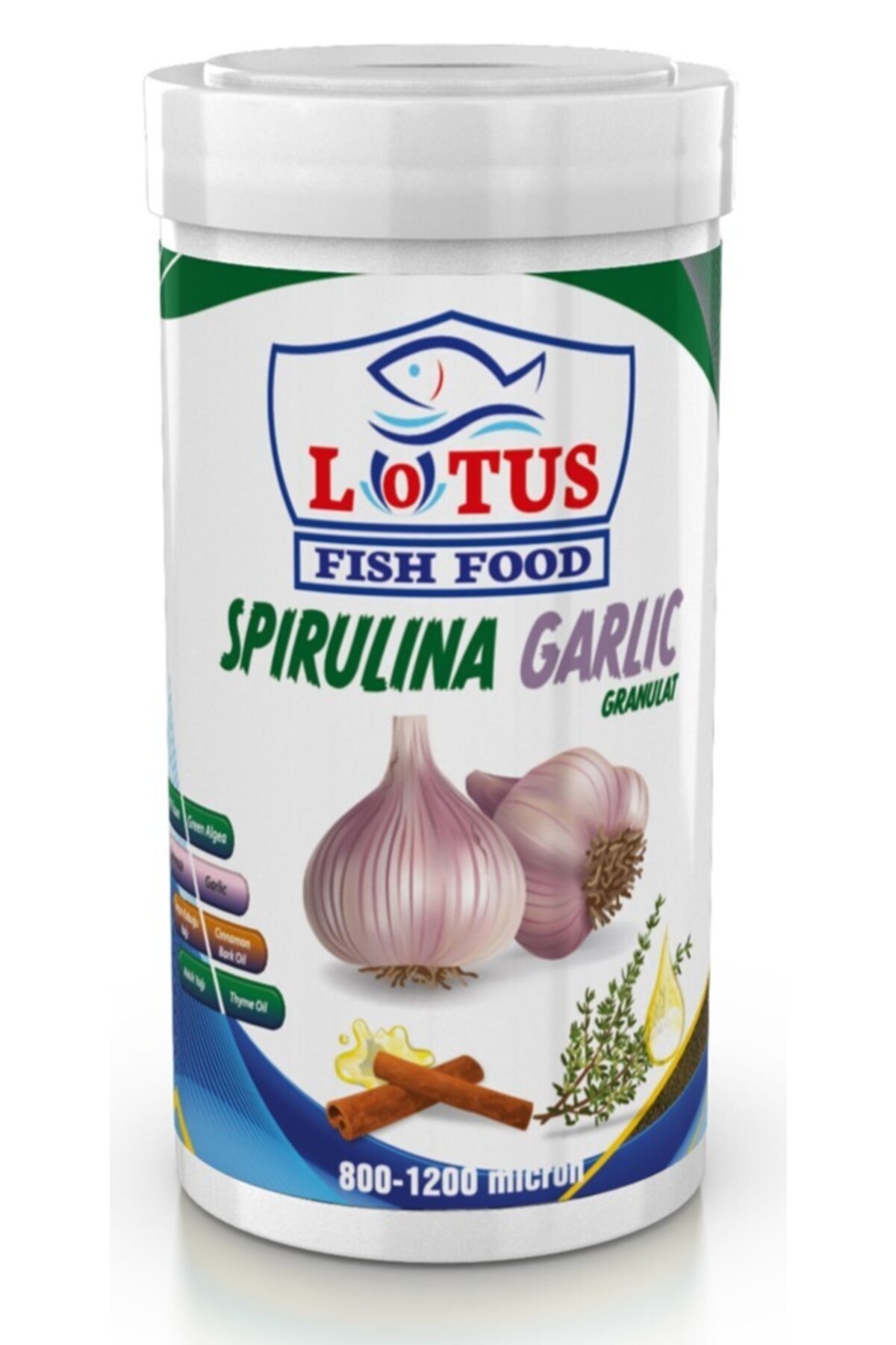 Spirulina Garlic Granulat 250 ml Gerçek Sarımsak Tanecikli Akvaryum Kutu Balık Yemi