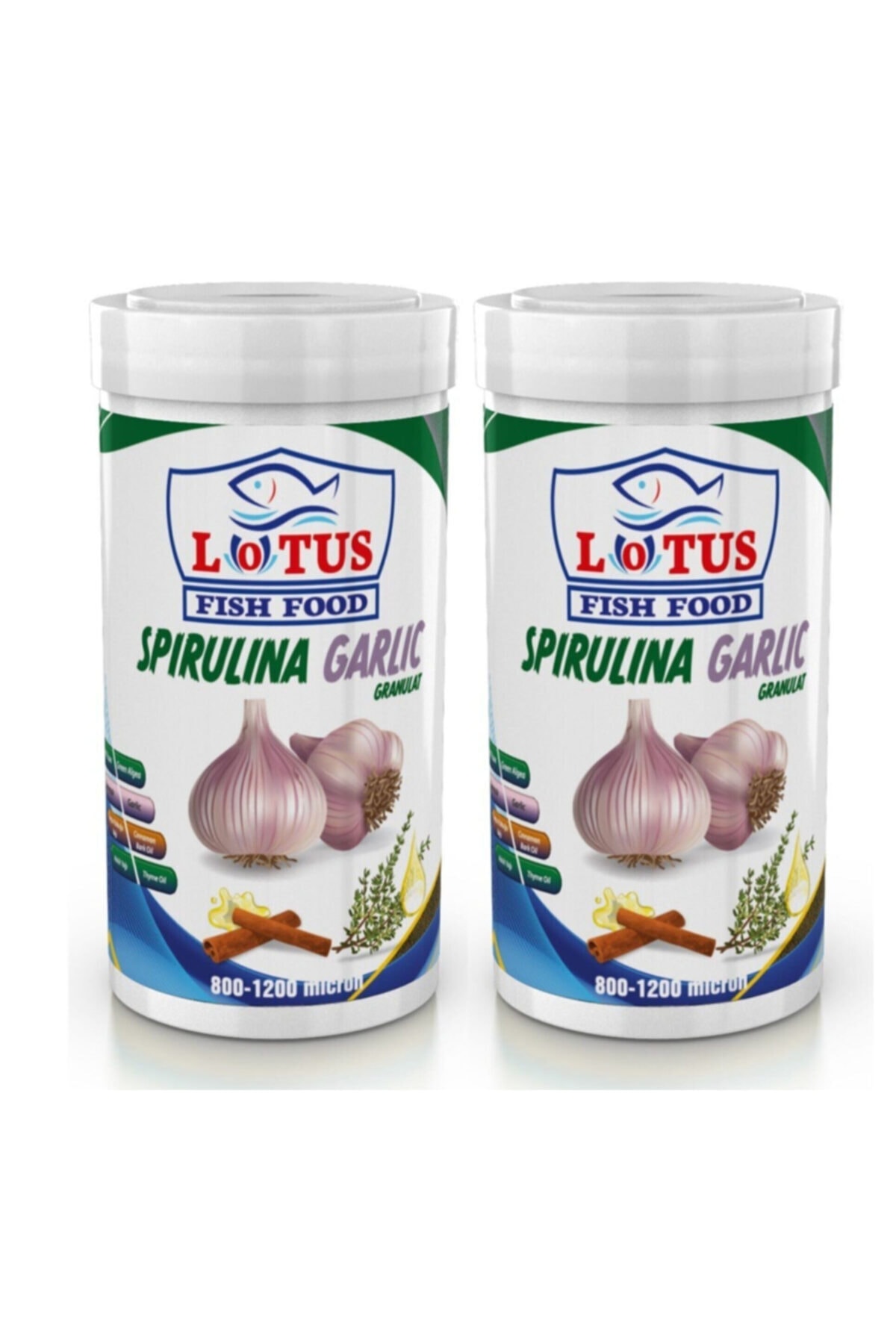 Spirulina Garlic Granulat 2x100 ml Green Algae Sarımsaklı Balık Yemi