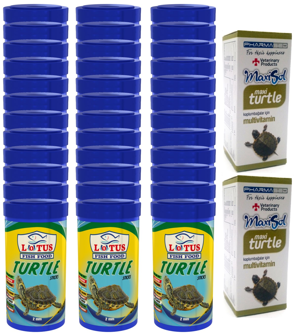 Lotus Turtle Sticks 36x100ml Kutu Kaplumbağa Yemi Ve 2 Multivitamin