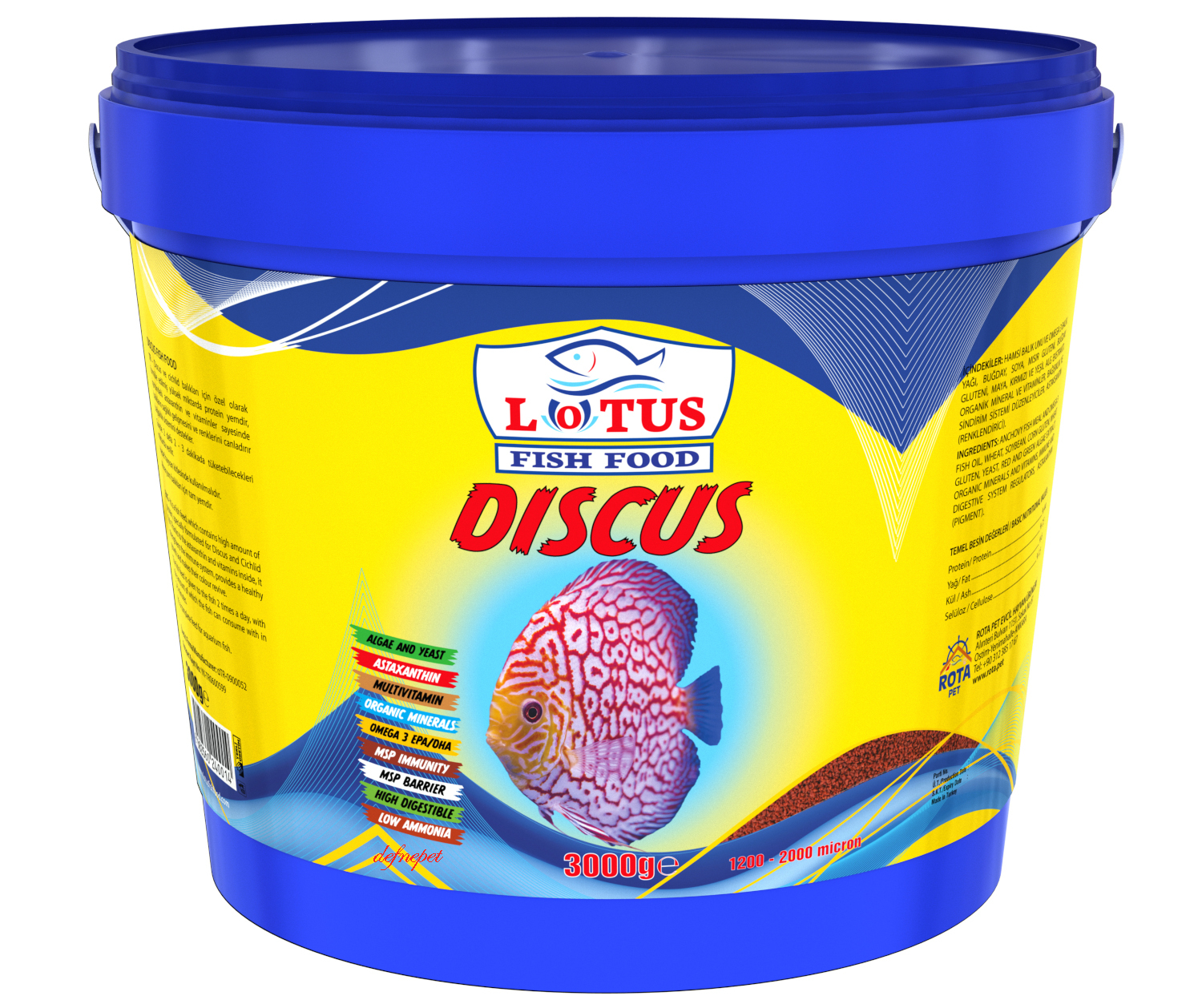 LOTUS DİSCUS YÜKSEK PROTEİN 3 KG KOVA BALIK YEMİ