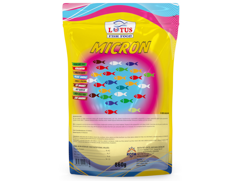 Lotus Lotus Micron 860 Gr Poşet 0-300 Mikron Yavru Balık Yemi