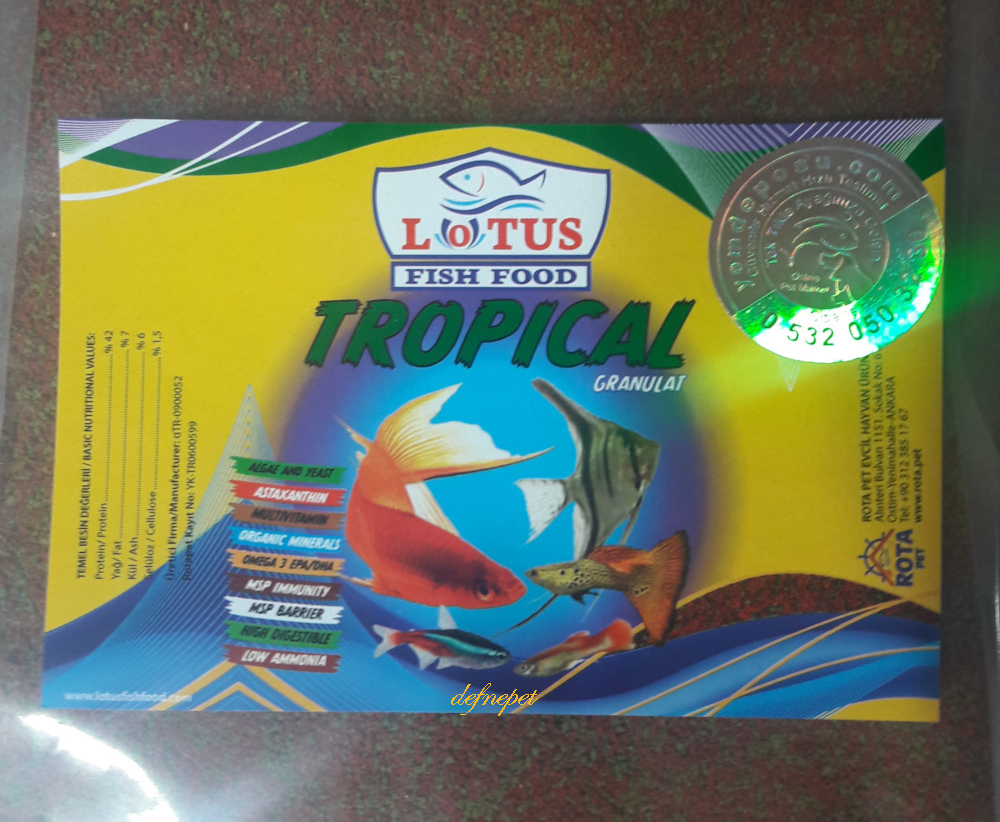 LOTUS TROPİCAL GRANULAT 860 GR POŞET BALIK YEMİ